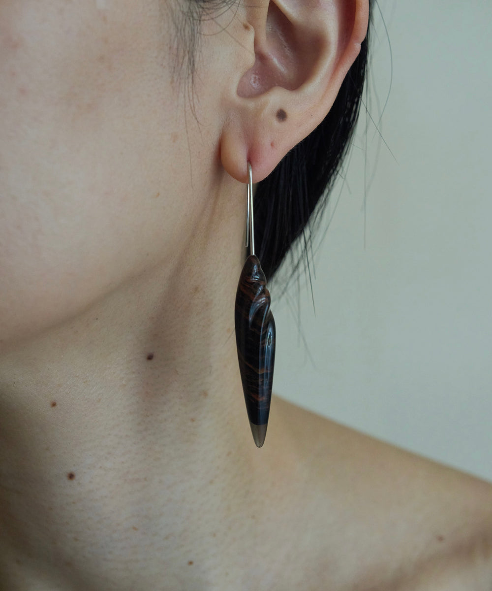 r.alagan ウッド ピアス R.ALAGAN/COLOMN WOOD EARRINGS(LIGHT BROWN)