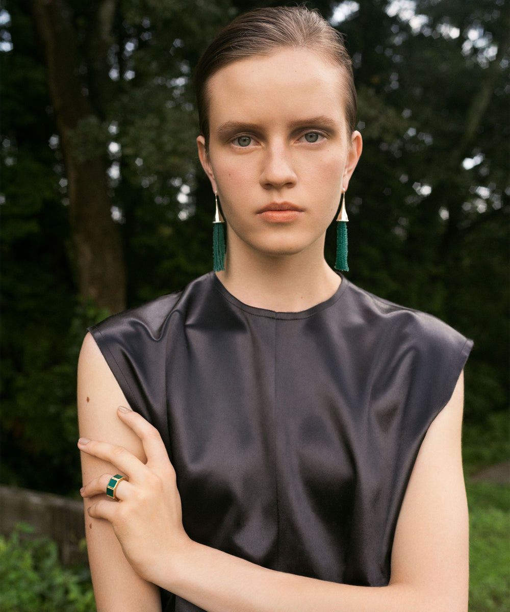 R.ALAGANララガン-OLIVE EARRINGS R.ALAGAN/OLIVE EARRINGS