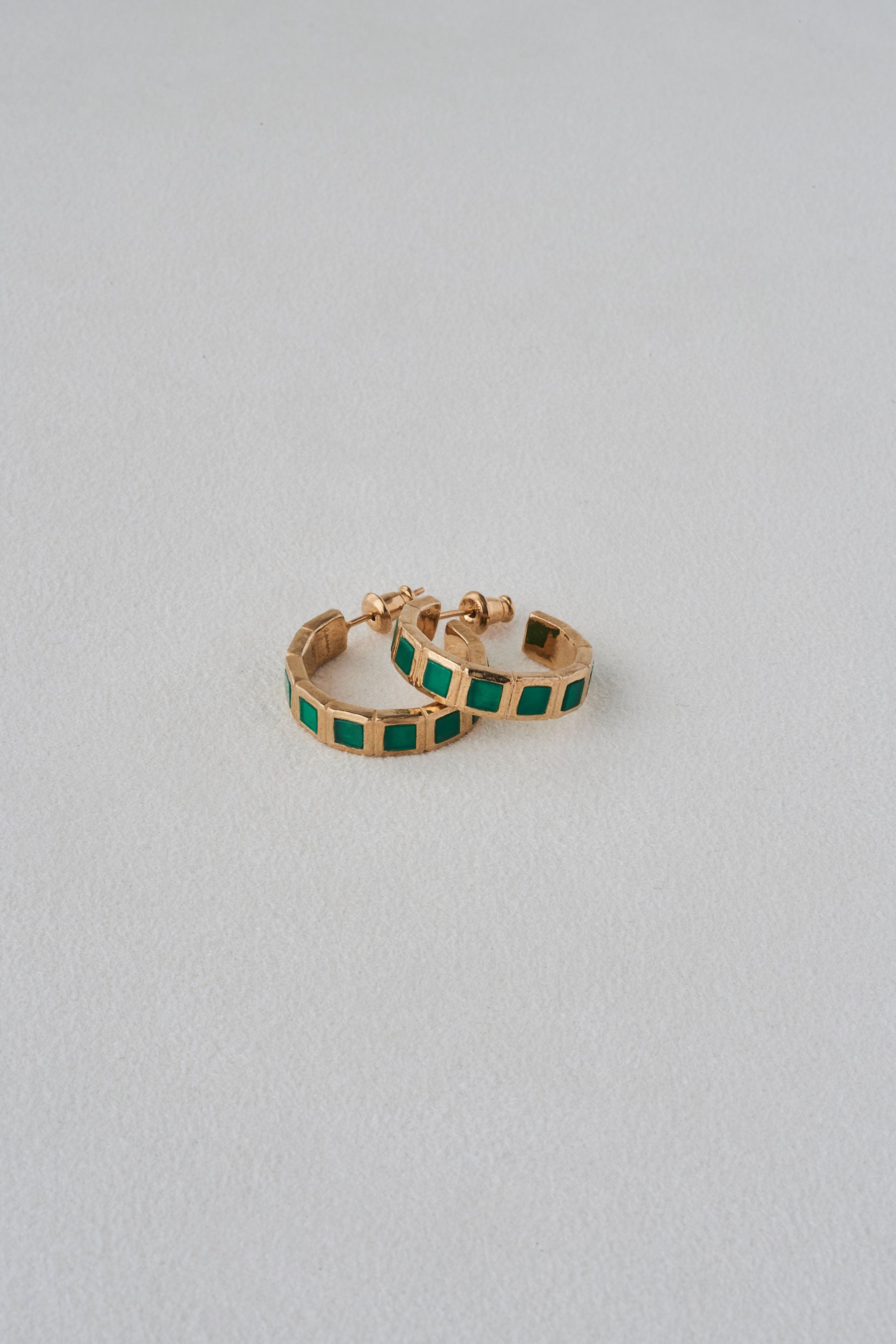 SMALL TILE EARRINGS/GREEN