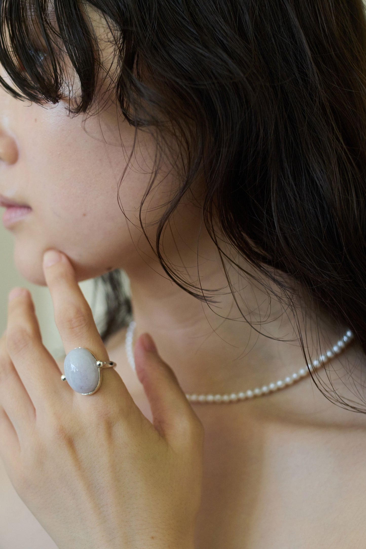 PUFFY STONE RING/LAVENDER JADEITE