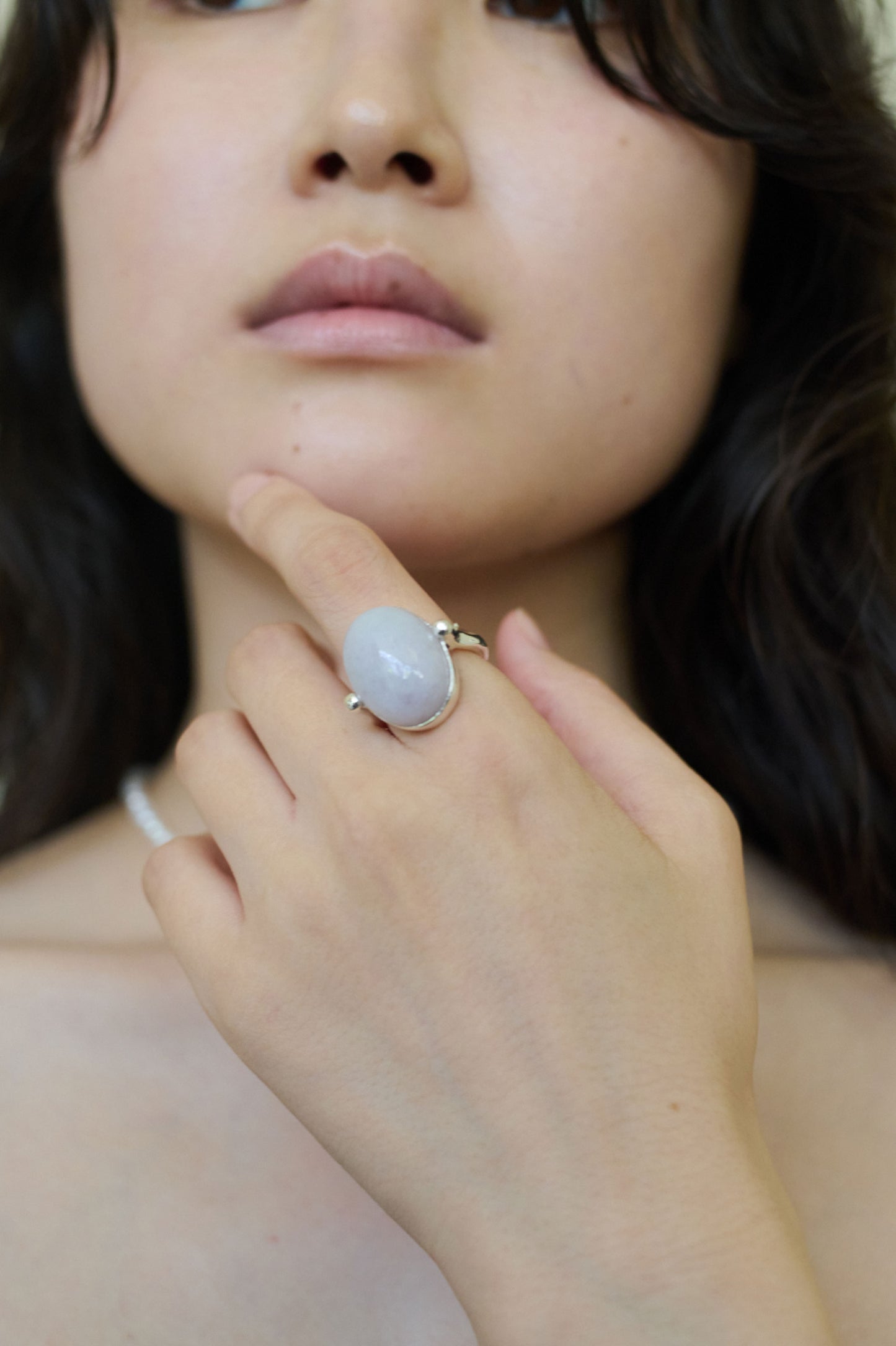 PUFFY STONE RING/LAVENDER JADEITE
