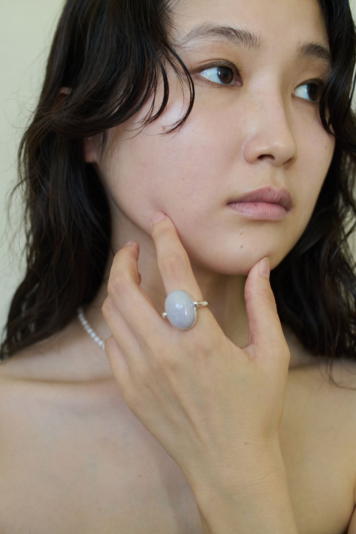 PUFFY STONE RING/LAVENDER JADEITE