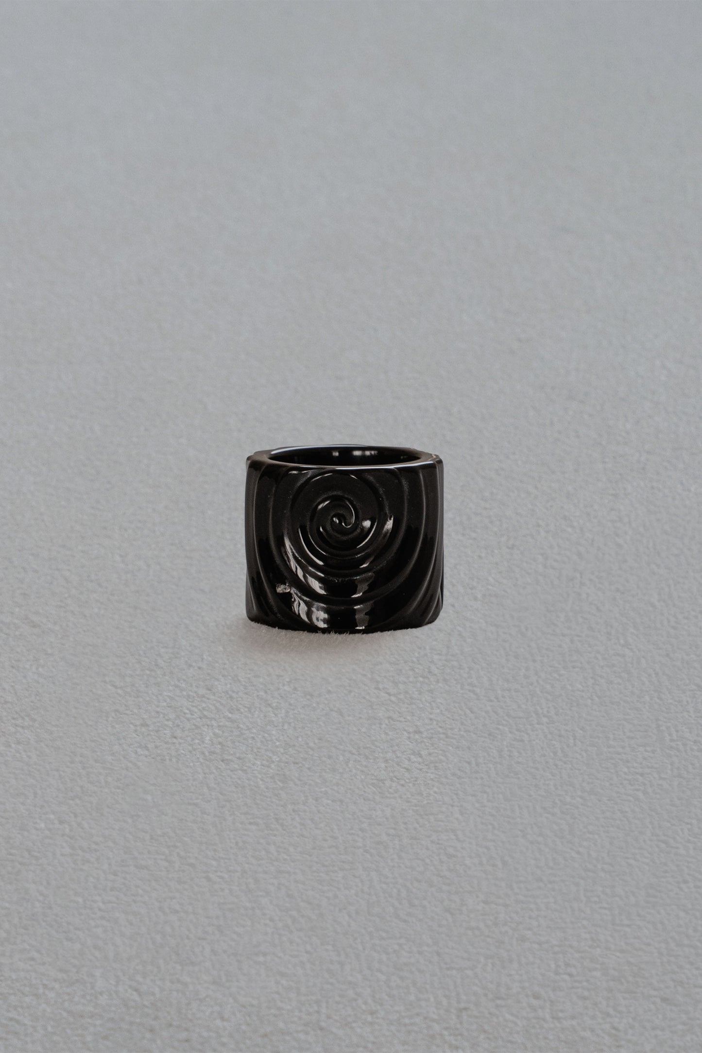 SWIRL STONE RING/OBSIDIAN