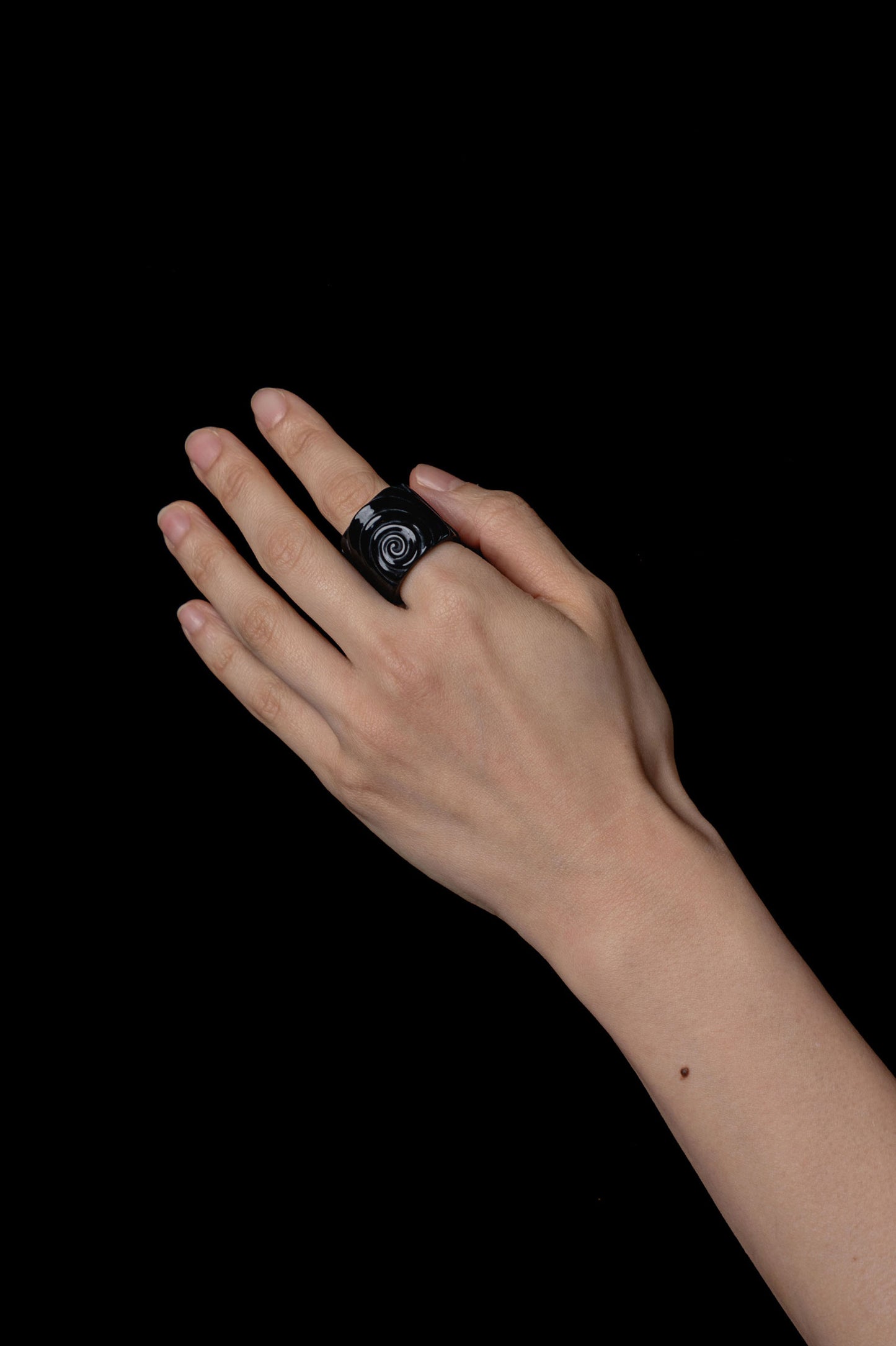 SWIRL STONE RING/OBSIDIAN