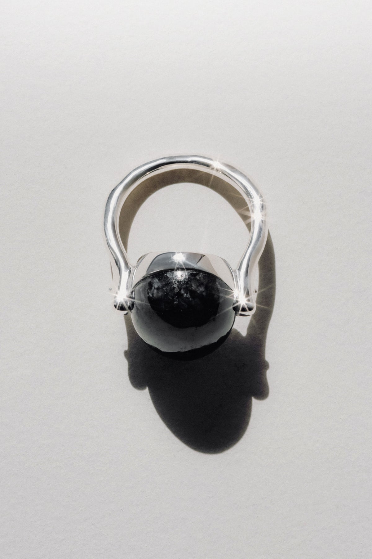 PUFFY STONE RING/ BLACK JADEITE