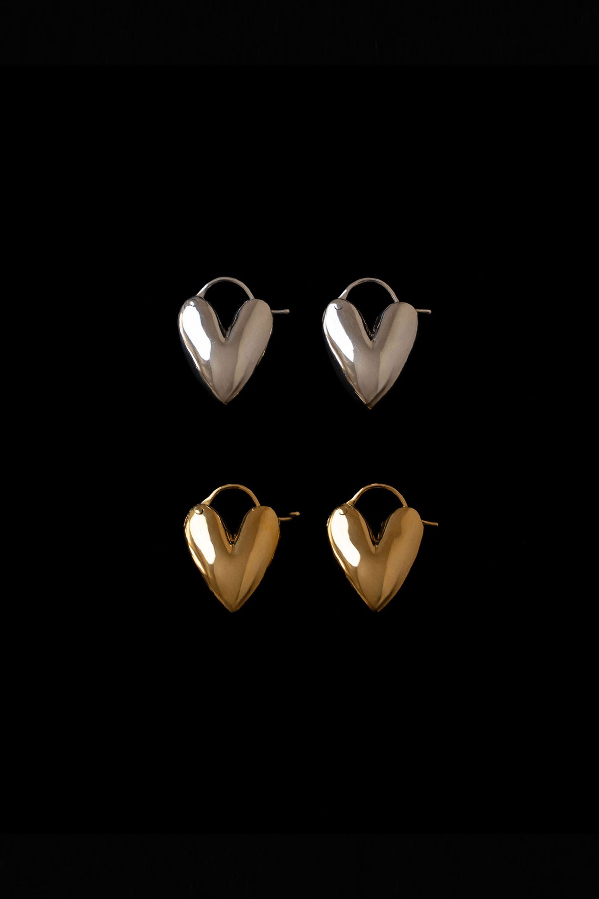 TINY PUFFY HEART HOOPS